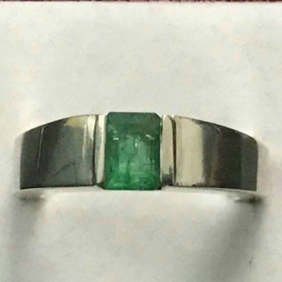 Natural Dark Green Mens Emerald ring from Pansher Afghanistan 925 Silver rings